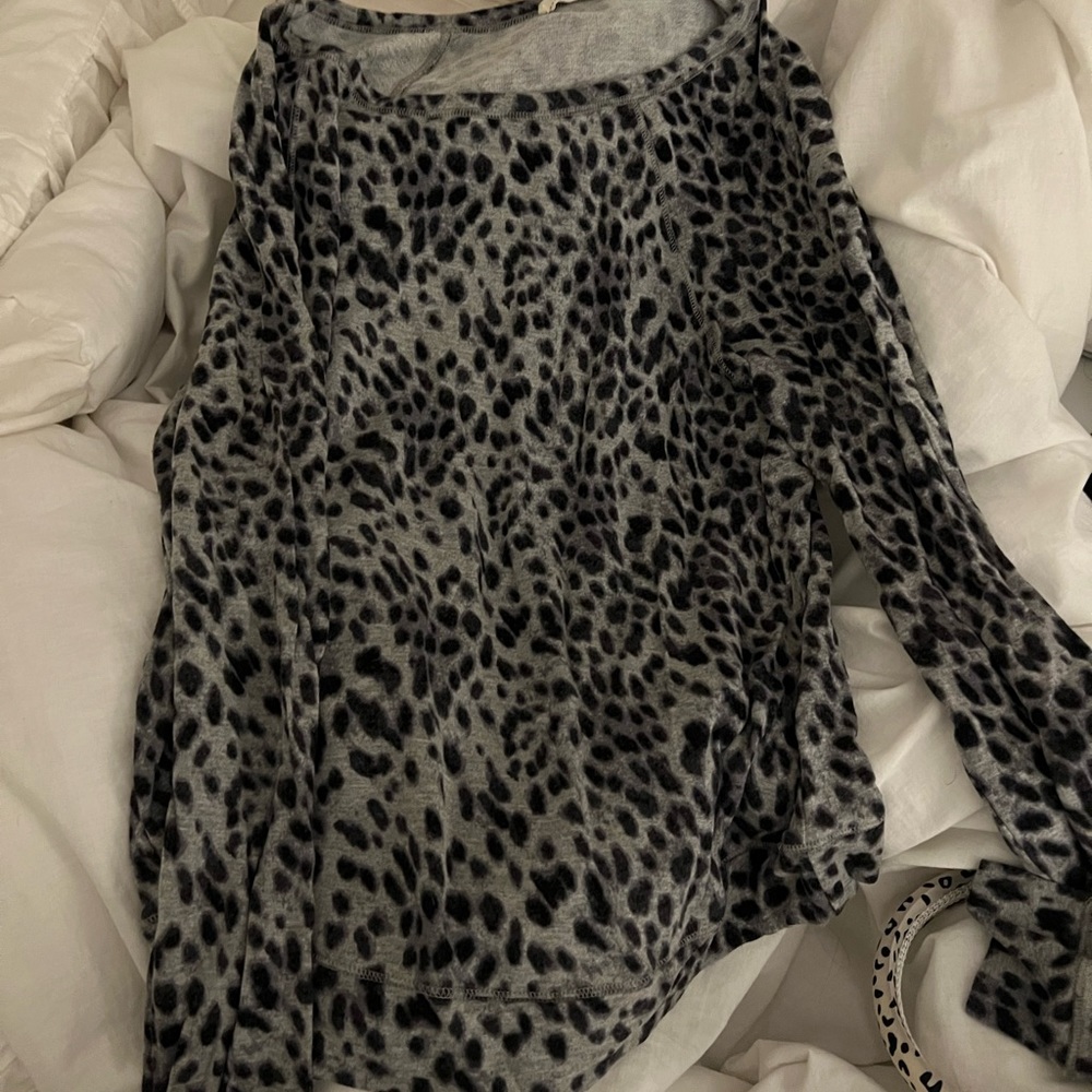 Grey cheetah print long soft joie sweater